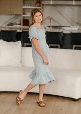 Girl's Aubriel Puff Sleeve Midi Dress